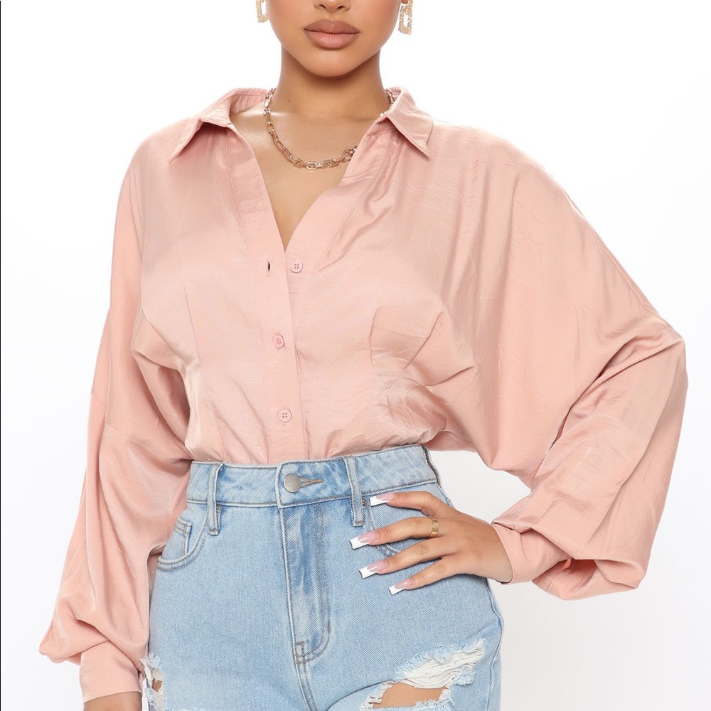 Pink Satin Bodysuit